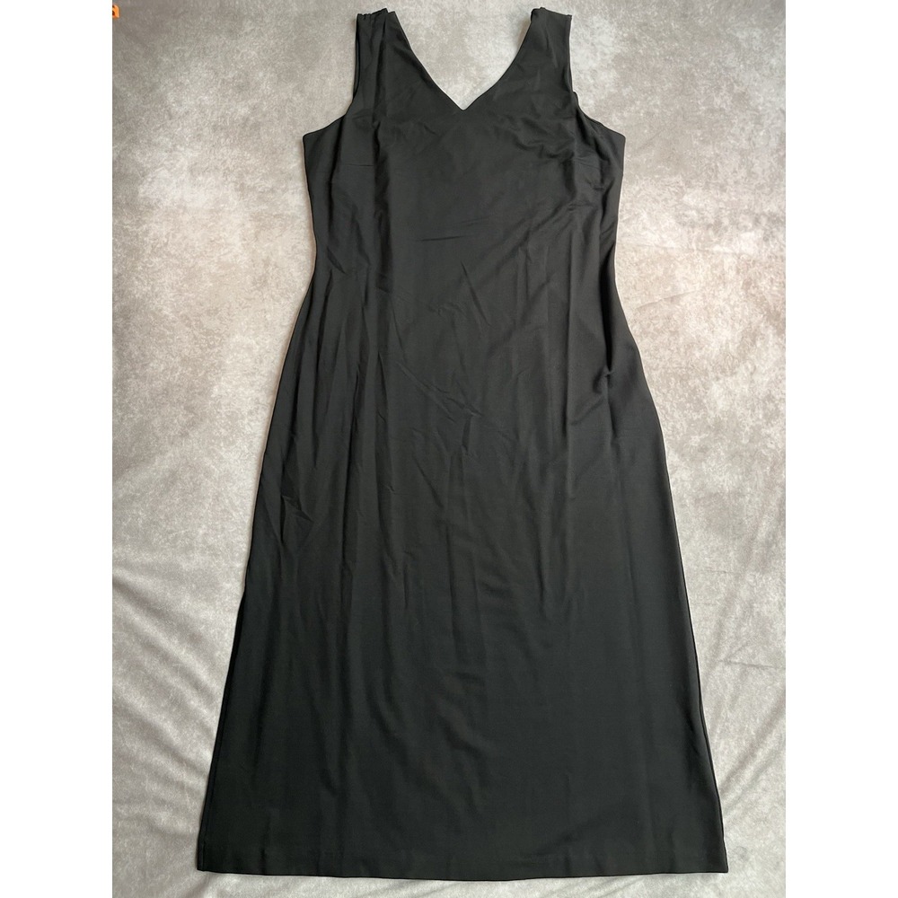 NWT Talbots Petites Black Stretch Sleeveless Maxi Dress Women's Size L Classic